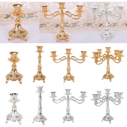 Vintage Alloy Metal Pillar Stick Candle Holder Candelabra Wedding Decoration
