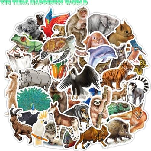 Rainforest Animal Stickers 50Pcs For Kids Learning Student Reward Waterproof Stickers for Water Bottle Laptop Skateboard Luggage