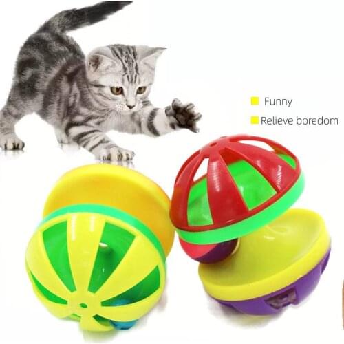 Vocal Cat Toy for Indoor Cats Interative Cat Toy Rond Ball with Bell Plastic Retotable Pet Toy for Kitten Stress-relief