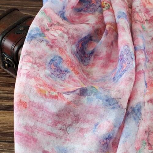 High quality pure ramie fabrics High-end dress cheongsam, dress and shirt tissu Pink series Unique printing tissus