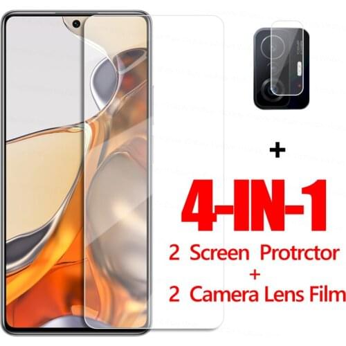 4IN1 Clear Glass For Xiaomi 11T Pro Glass Screen Protector Xiaomi 11T Pro Phone Film Tempered Glass Xiaomi 11T 10T Pro 11 Lite
