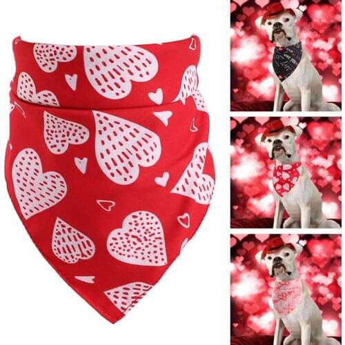 Pet Bandana Heart Letter Printing Dog Bandana Bib Pet Bib Dog Triangle Bib for Valentines Day