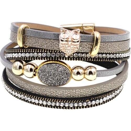 Women bracelet two Layer leather bracelet fashion beaded bracelets wrap bracelets for women Bohemian bracelet femme wholesale