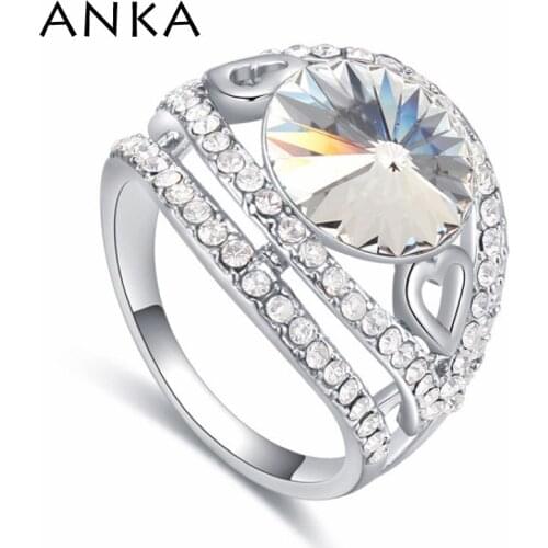 ANKA brand new round the crystal ring for women of set fashion wedding engagement classics rings Crystals from Austria #123569
