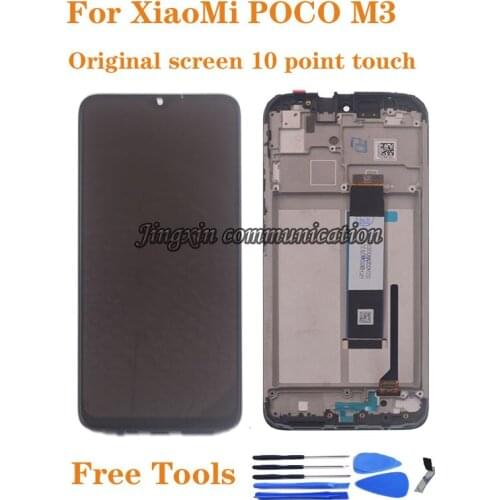 6.53" Original LCD For Xiaomi POCO M3 M2010J19CG LCD Display Touch Screen Glass Panel Digitizer 10-point touch With Frame