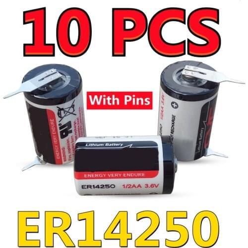 10PCS Original NEW For EVE ER14250 Gas / Water Meter Memory Backup RFID 1/2AA 3.6V Lithium Battery With Pins