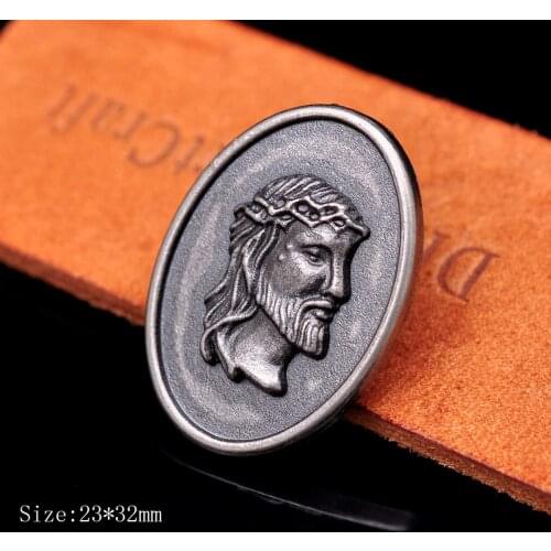 10X Vintage Silver Jesus God Engraved Belt Leathercraft God Bless You Conchos Button Rivetback