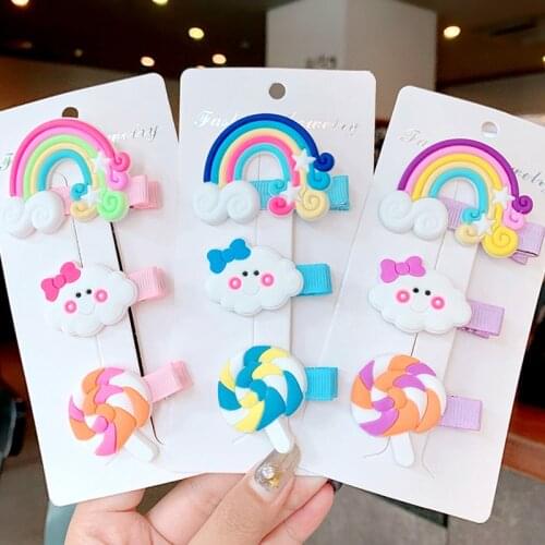 2/3pcs/set Cute Cartoon Rainbow Cloud Lollipop Hairpins For Girls Headband Sweet Hair Clips Barrettes Fashion Hair Accessories