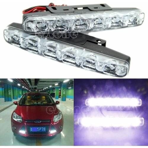 2x Xenon White 6 LED Super Bright DRL Daytime Running Driving Fog Lamps Lights for LED