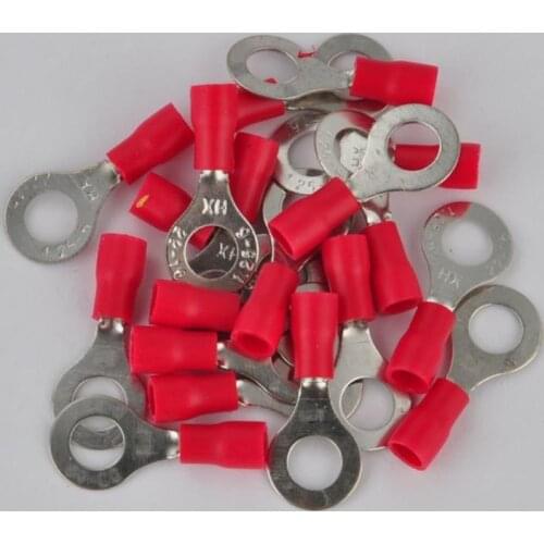 20pcs RV 1.25-6 Insulated Crimp Terminals Red Ring Wire Connectors 16-22 AWG