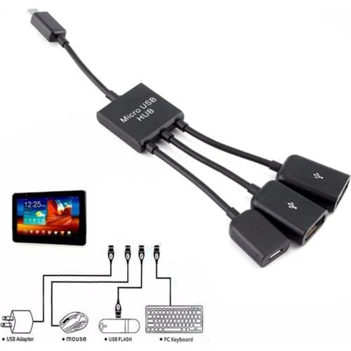 3 in1 Multi-function Dual Micro USB Host OTG Hub Adapter Cable Male to Female Dual Micro USB 2.0 Host OTG Hub Adapter Cable