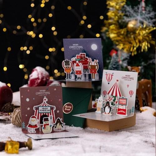 3D Three-dimensional Greeting Card Jane Children Christmas Thanksgiving Blessing Postcard Gift Card Birthday Party Decoration