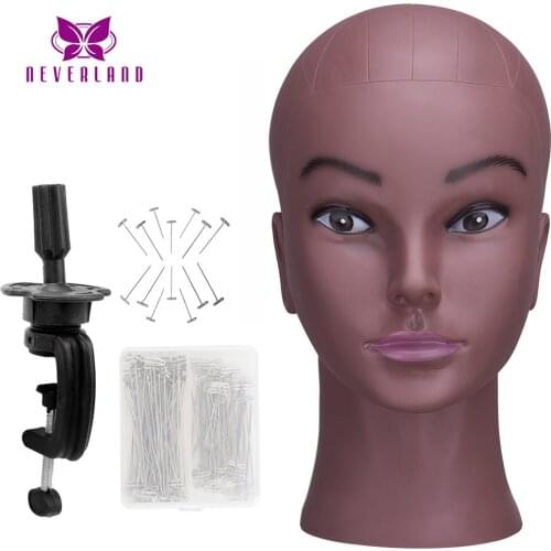 African Mannequin Head Without Hair For Making Wig Hat Display Cosmetology Manikin Head Female Dolls Bald Training Head