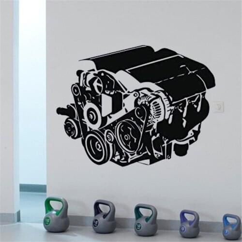Car Engine Block Motor wall decal Cave Garage Wall Vinyl Sticker auto car repair removable art mural HJ1107