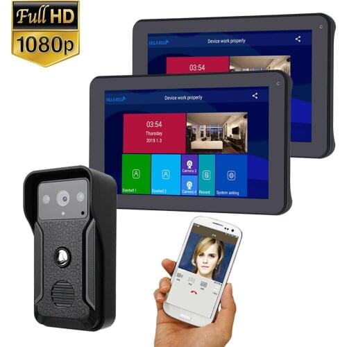 9 inch 2 Monitor Wifi Wireless Video Door Phone Doorbell Intercom Entry System with HD 1080P Wired Camera Night Vision