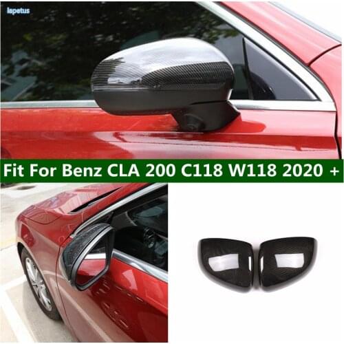 Side Rearview Mirror Cap Cover Trim ABS Carbon Fiber Look Auto Styling Fit For Mercedes-Benz CLA 200 C118 W118 2020 2021