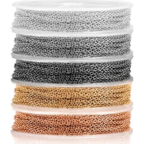 10m/roll Stainless Steel Flatten Cable Chain Bulk for Silver Rose Gold Chain 1mm 1.5mm 2mm 2.5mm Necklace Diy Jewelry Materials