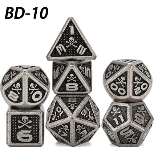 CHENGSHUO Buccaneer Flag 7PCS Zinc Alloy Metal Dice Set for Board Games and Tabletop Role-Playing Games DND and COC, D20 12 10 8