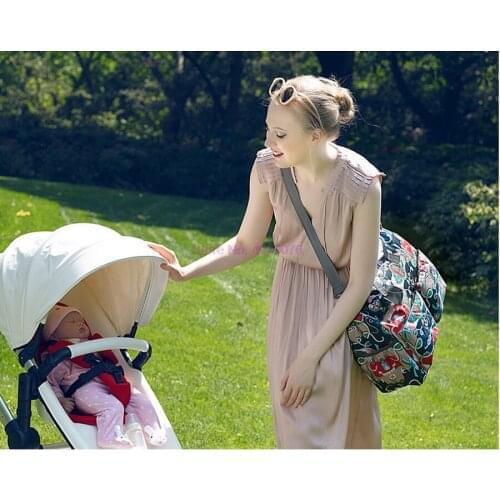 DHL 20pcs Insular Cartoon Maternity Diaper Handbag Large Capacity Mummy Nursing Shoulder Bag flower style baby stroller bag