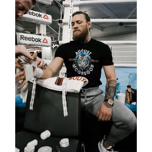 Mouth gun Connor McGregor fitness training short-sleeved T-shirt MMA fighting sports fighting fighting Thai boxing male