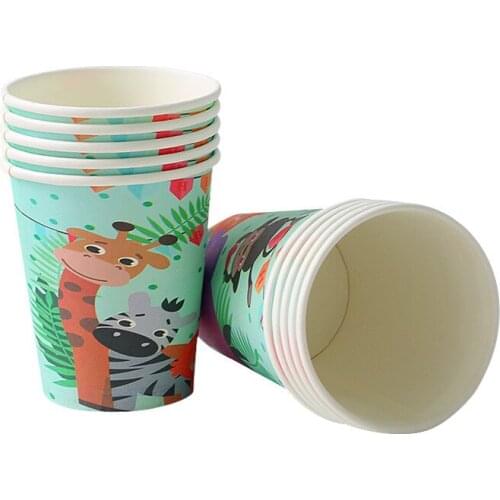 Hot sale zoo party birthday products hot sale lion jungle paper plate cup forest decoration household food grade