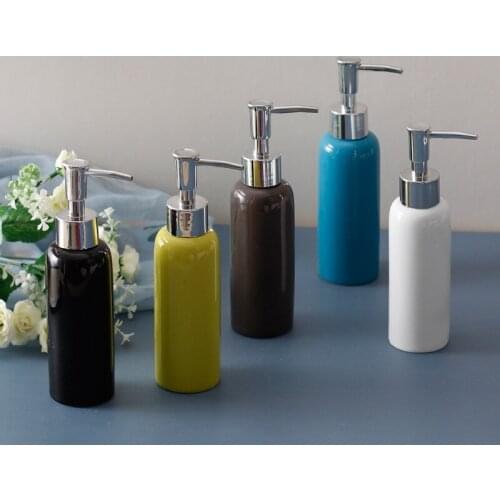 Ceramic Liquid Soap Dispenser Bathroom Shampoo Shower Gel Bottle With 304 SUS Press Head European Style Bath Hardware Gift 160ML