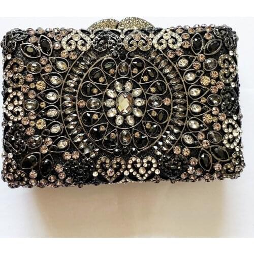 New Arrival White Rhinestone Black Clutch Fashion Diamond Crystal Evening Bags Clutches Best Designer Lady Small Dinner Handbag