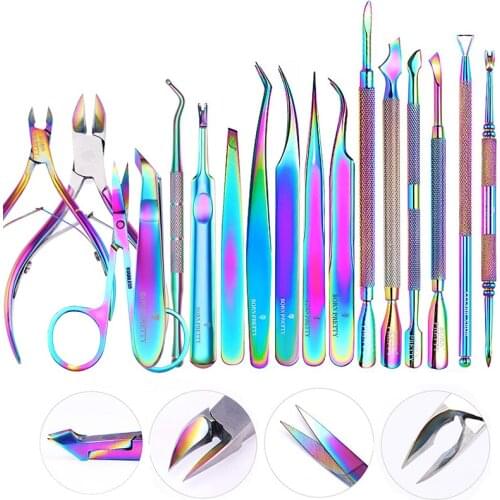 BORN PRETTY Nail Clipper Cutter Scissors Stainless Steel Rainbow Tweezer Clipper Dead Skin Remover Edge Cutter Scissor Plier