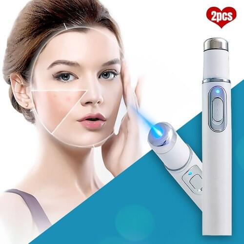 2pcs Laser Therapy Pen Blue Light Varicose Veins Treatment Soft Scar Wrinkle Removal Treatment Acne Laser Pen Massage Beauty