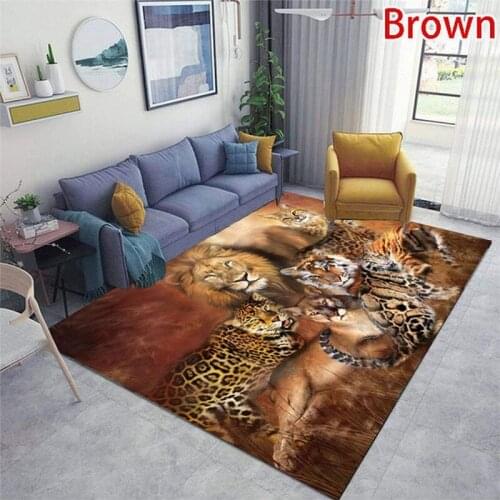 Leopard Tiger Lion Cat Non-slip Area Rugs Large Mat Rugs for Living Room Soft Floor Mat Rugs for Bedroom Wild Animal Floor Mat