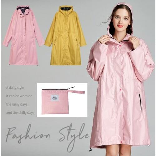 Fashion Adult Girls In The Whole Body Long Thin Trench Coat Raincoat Waterproof Clothing Hiking Outdoor Jacket Tide