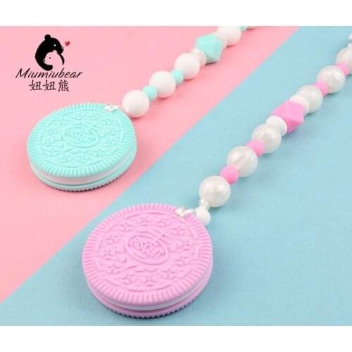 Oreo cookie baby silicone teether with pacifier clip food grade infant shower gift BPA Free safe teething chewable toy