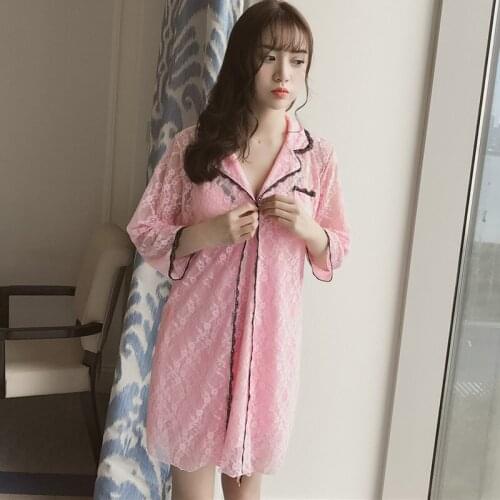 Sexy Sleepwear Girl Lace Princess With Chest Cushion Nightgown Suit Spring Autumn Long-Sleeved White Shirt Nightgown Home Dress