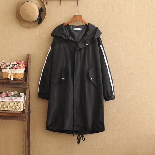 2020 spring 2020 new jacket with white stripes on the side of the medium-length casual windbreaker womens spring jacket