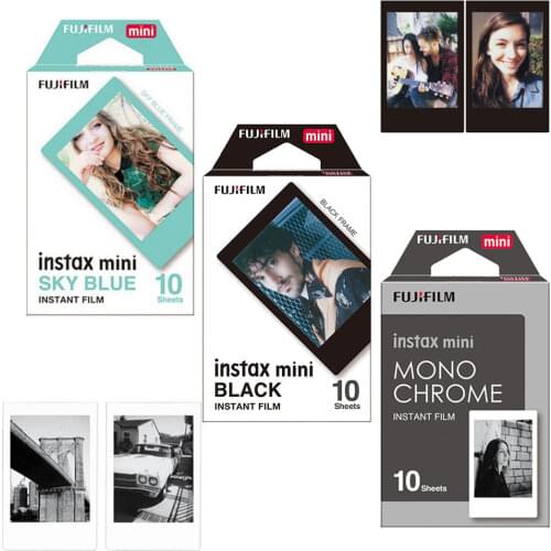 Genuine Fujifilm Fuji Instax Mini Film Monochrome Mono/ Black / Sky Blue Film 30 pcs for Mini 8 70 8 Plus 90 25 Camera SP-1 SP-2