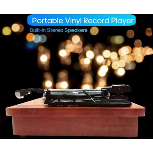 33 45 78 RPM Portable Retro Gramophone Vinyl Record Player Vintage Classic Turntable Phonograph with Built-in Stereo Speakers