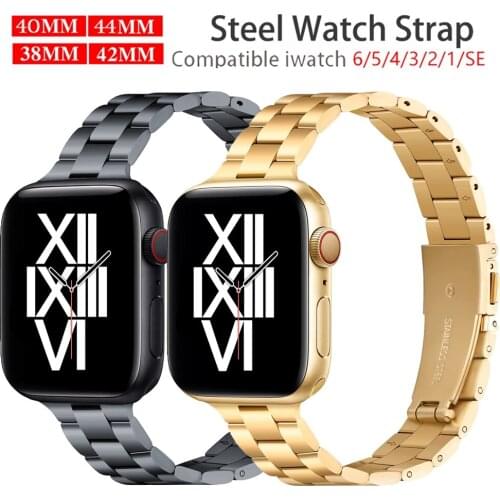 Stainless steel strap for apple watch band 44mm 42mm 40mm 38mm Slim watchband metal bracelet correa iwatch band 6 5 4 3 se belt