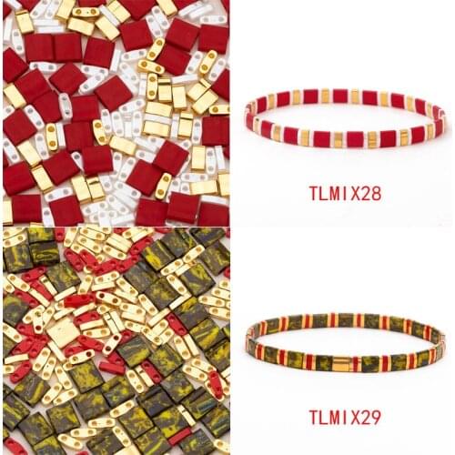 Taidian Japan Miyuki Tila Seedbeads Two Hole Glass Beads Boho For Hand Crfted Jewelry Bracelet Multicolor Size 5g/bag