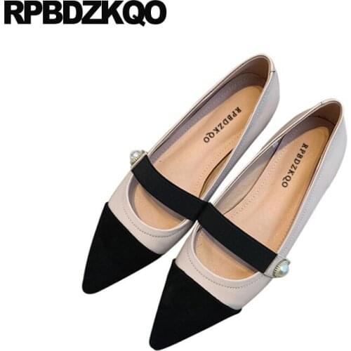 Ladies flats pointed toe genuine leather 11 10 slip on china designer shoes women luxury 2019 high quality shallow large size