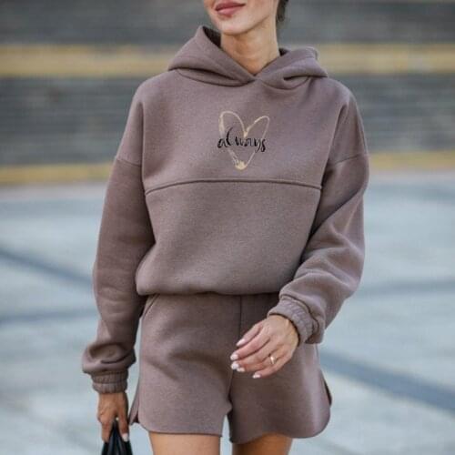 Summer Womens Letter Print Hooded Tracksuit Two Piece Set Female Sweatshirt Shorts Set 2021 Autumn Streetwear Soft Ladies Suits