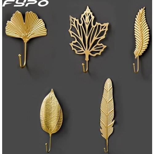Fypo 1/5PCS Wall Hangers Hooks Leaf Shape Hook Towel Hook For Clothes Coat Hook Bedroom Robe Hook Bathroom Accessories