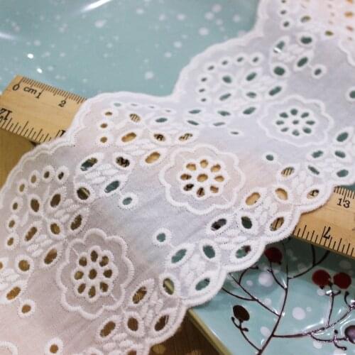 1yard width 9cm Cut out flower Pure-Cotton Cloth Embroidery Lace Trim garment Clothes Accessories Handmade DIY