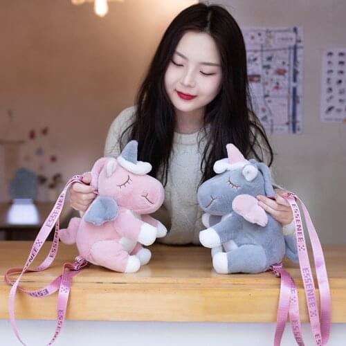 30CM Cute Plush Unicorn Backpack Toy Cartoon Animal Doll Messenger Bag Kawaii Gift for Children Girls Birthday Christmas Gift
