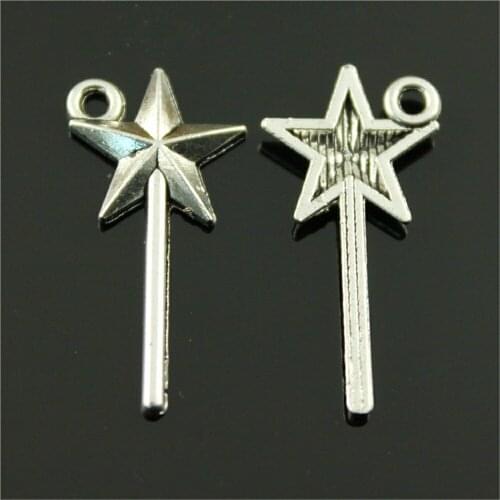 60pcs Fairy Stick Charm Wizard Stick Charm Magic Wand Charm For Jewelry Making 2 Colors Plated DIY Jewelry Accessories 13x25mm
