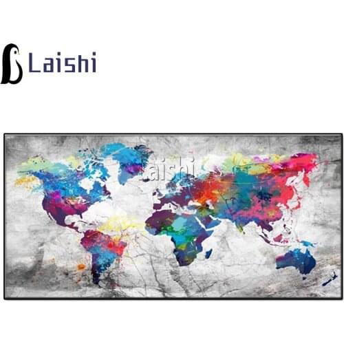 Abstract colorful world map full square diamond painting sale round diamond embroidery Europe office decor for 2021 top gift