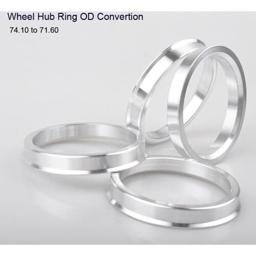 Aluminum Hub Ring 4 Pcs Center Rings Aluminum Alloy Centric Hub Ring OD 74.1MM to ID 71.6MM