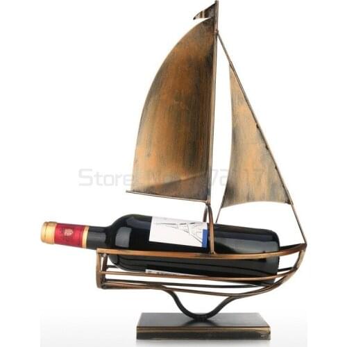 Sailing Wine Bottle Holder Iron Art European Creative Wine Rack Classic Bottle Storage Holder Practical Decoration