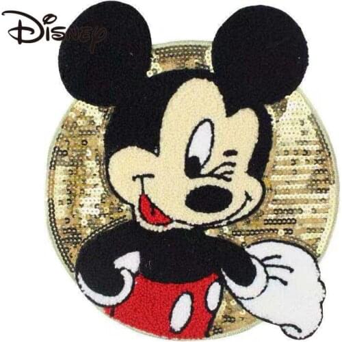 Disney DIY Mickey Sequined Embroidery Patch Clothes Pattern 3D Cloth Sticker Patch Hole Repair Patch Sewing