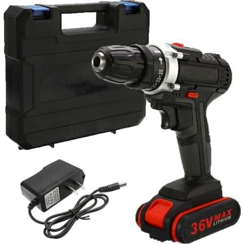 18V 36V Cordless Electric Impact Drill Li-ion Battery Screwdriver LED Working Light DIY Home Hand Flat Drill Power Tools
