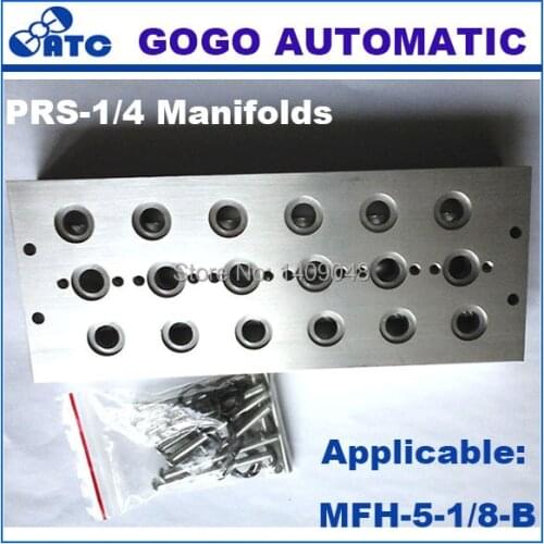 GOGO Manifold block PRS-1/4-6-B pneumatic air exhaust solenoid valve base for MFH-5-1/8-B 6pcs valves plate with gaskets screws
